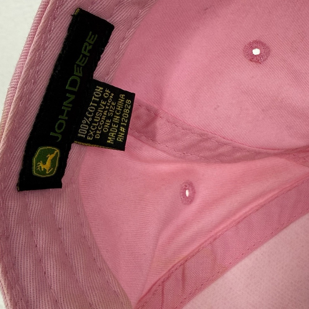 John Deere Strapback Adjustable Hat Cap Pink LogoNothing Runs Like A Deere - Picture 16 of 16